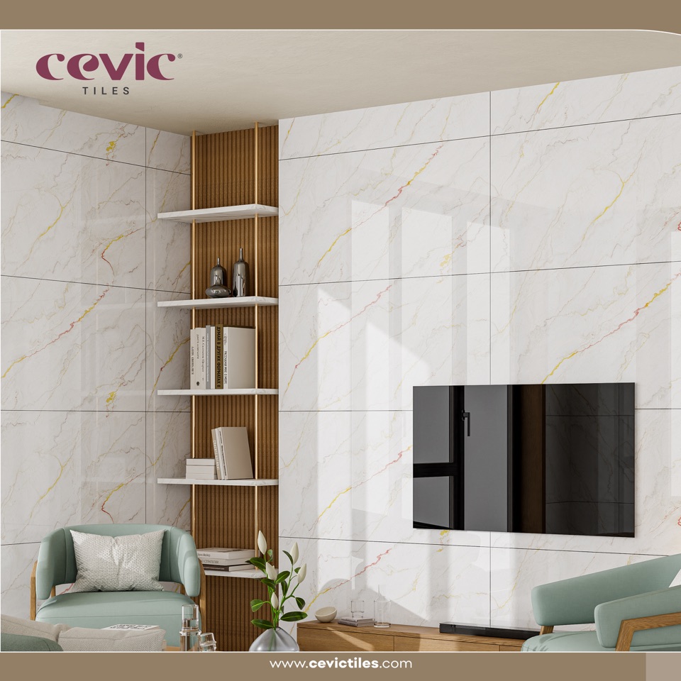 Auris Statuario porcelain tile view 2 — Cevic India