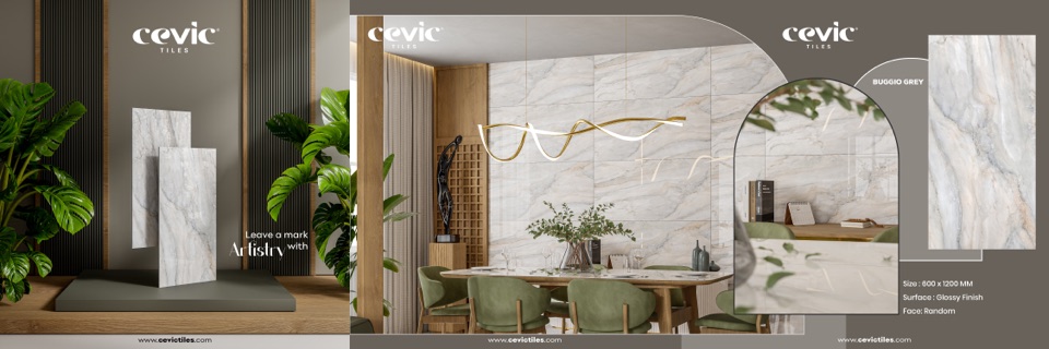 Buggio Grey porcelain tile view 3 — Cevic India