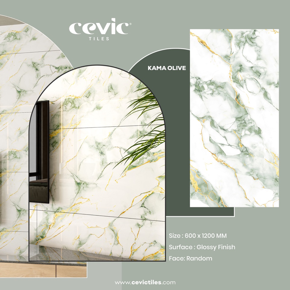 Kama Olive porcelain tile view 3 — Cevic India
