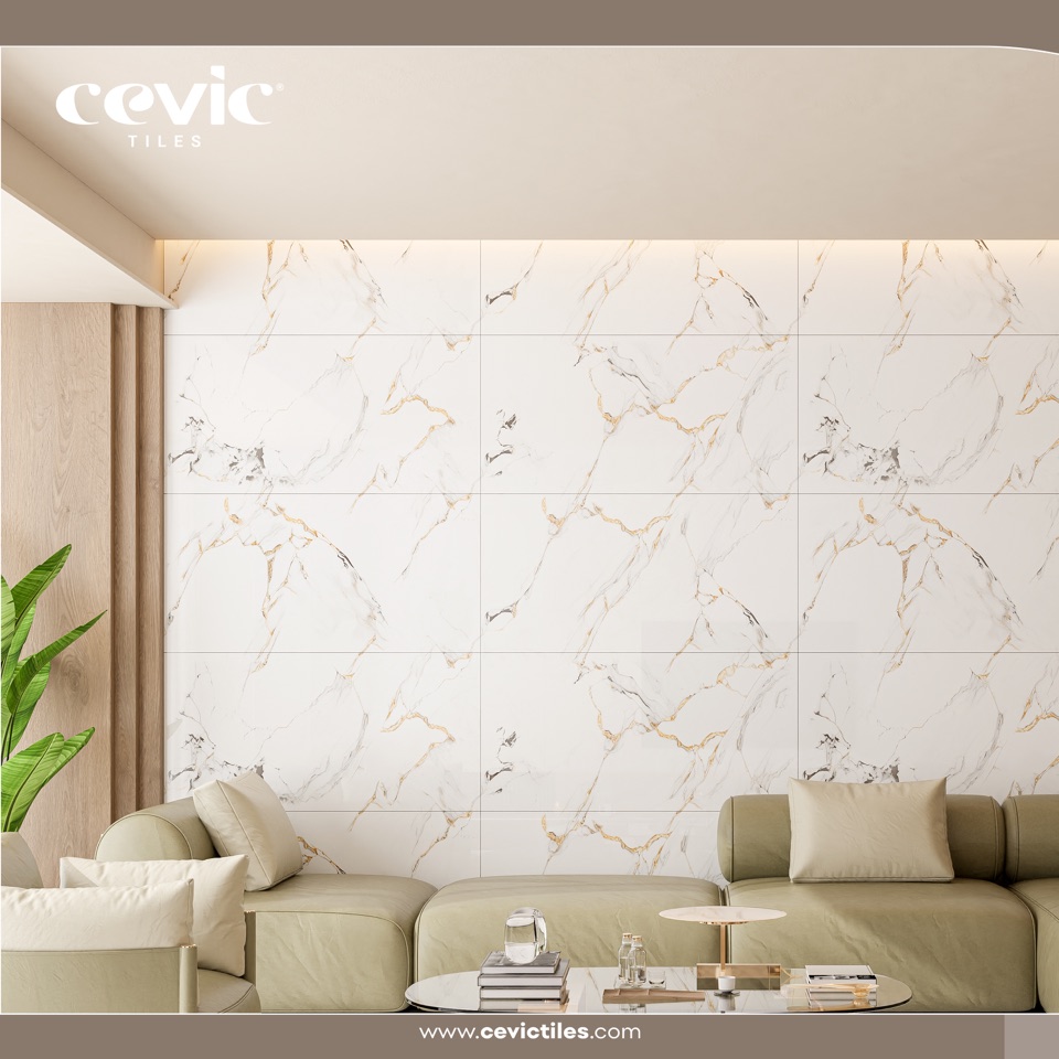 Lavino White porcelain tile view 2 — Cevic India
