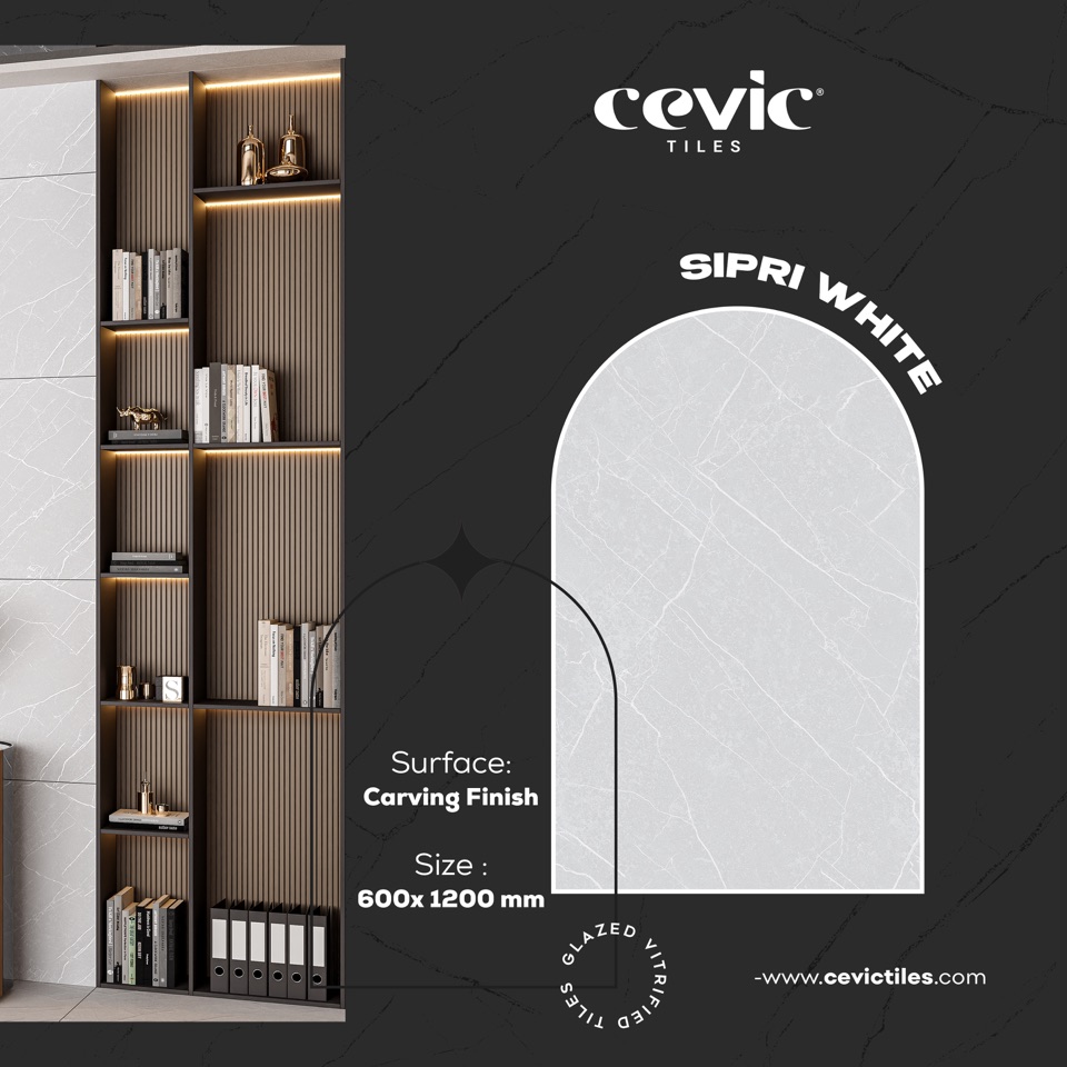 Sipri White porcelain tile view 3 — Cevic India